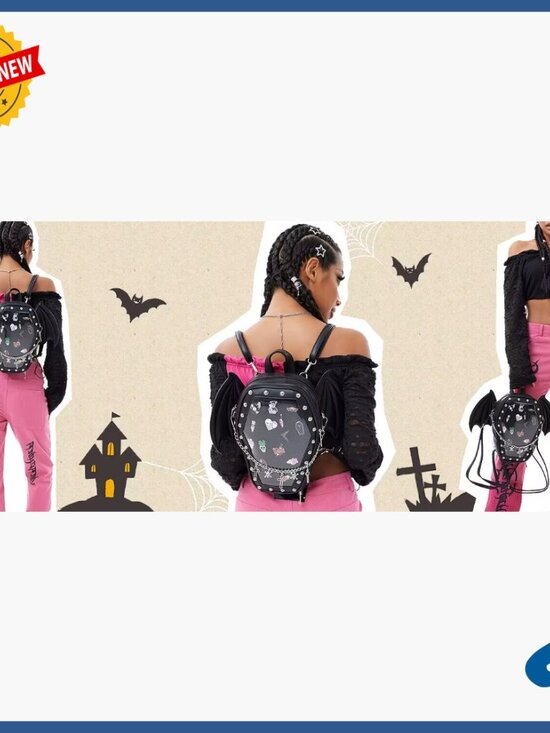Gothic Coffin Shape Ita Backpack Vegan Leather Adjustable Straps Halloween
